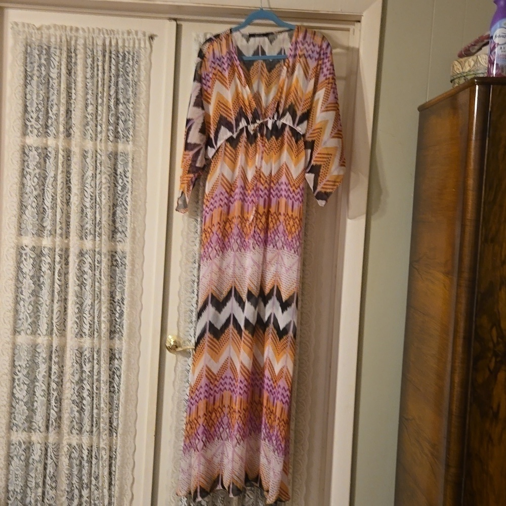 Ark & Co. Sheer Chevron Maxi Beach Coverup Size Medium